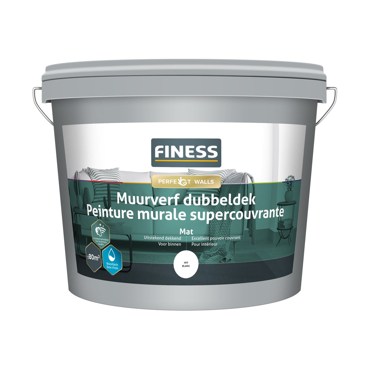 Muurverf dubbeldek wit 10L Finess Muurverf dubbeldek wit 10L Finess