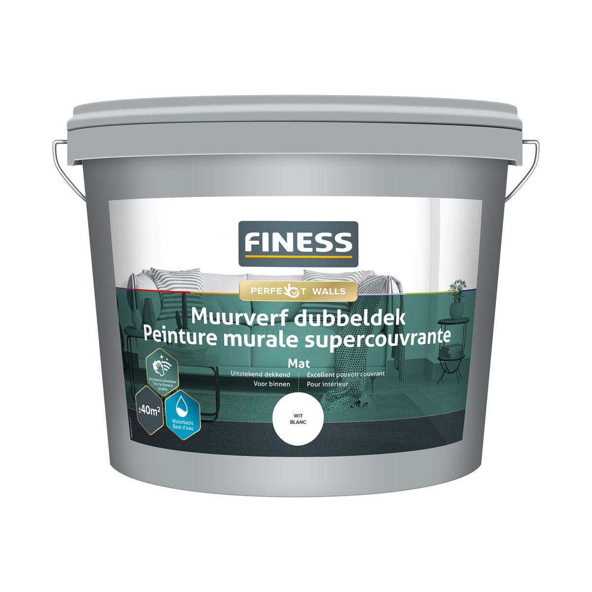 Muurverf dubbeldek wit 5L Finess Muurverf dubbeldek wit 5L Finess