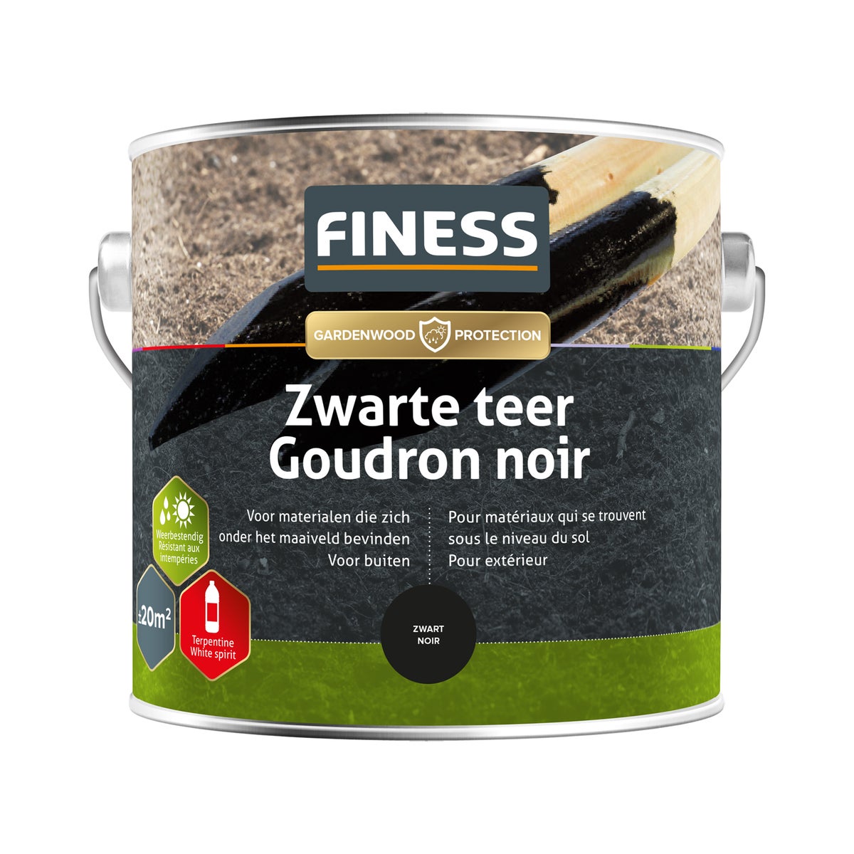 Zwarte teer 2.5L Finess Zwarte teer 2.5L Finess