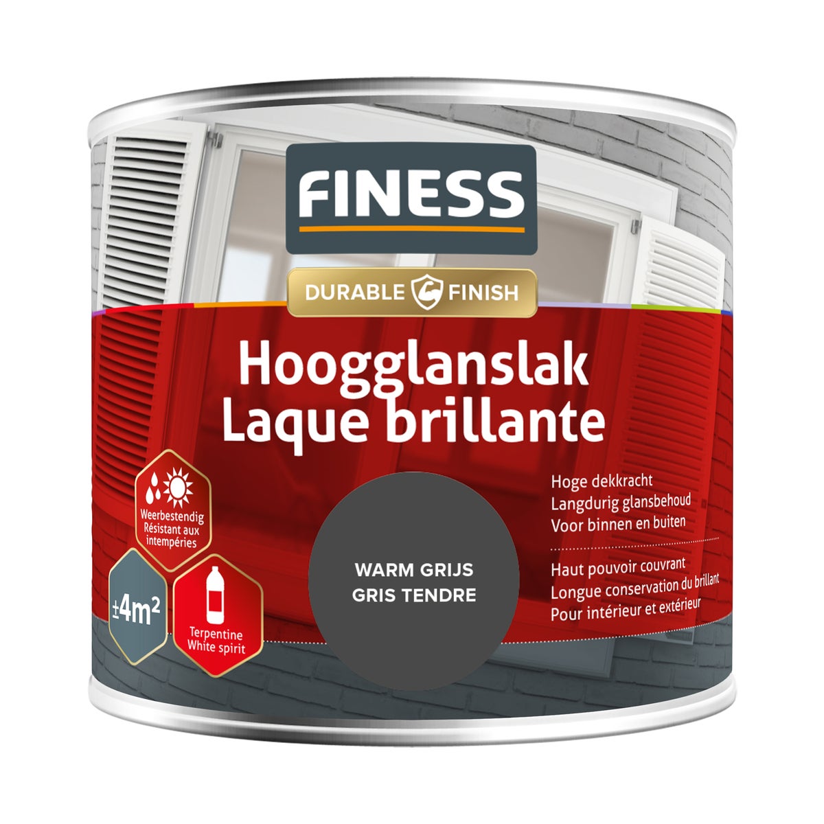 Hoogglans warm grijs 14292 250ml Finess Hoogglans warm grijs 14292 250ml Finess