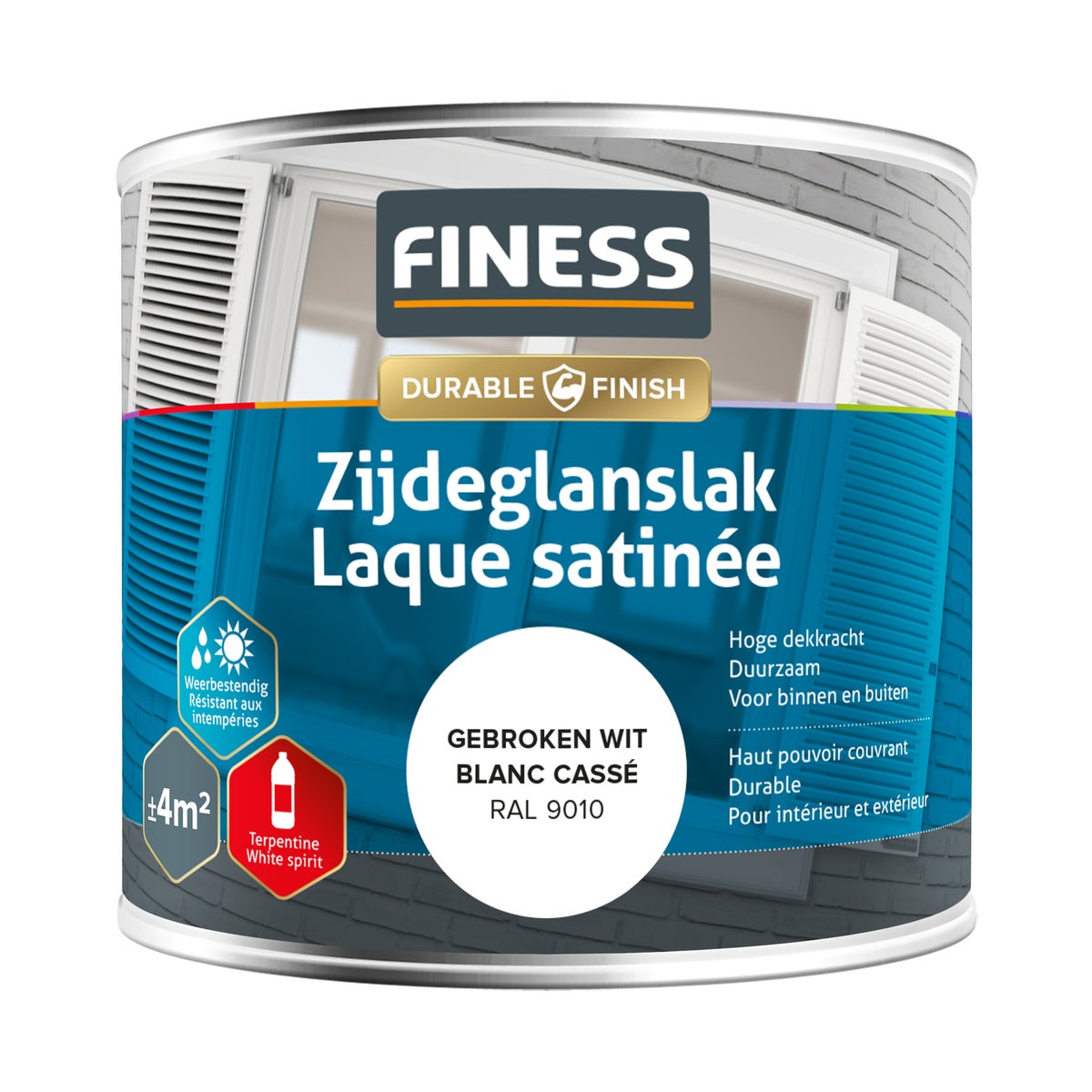 Zijdeglans gebroken wit 14205 250 ml Finess Zijdeglans gebroken wit 14205 250 ml Finess