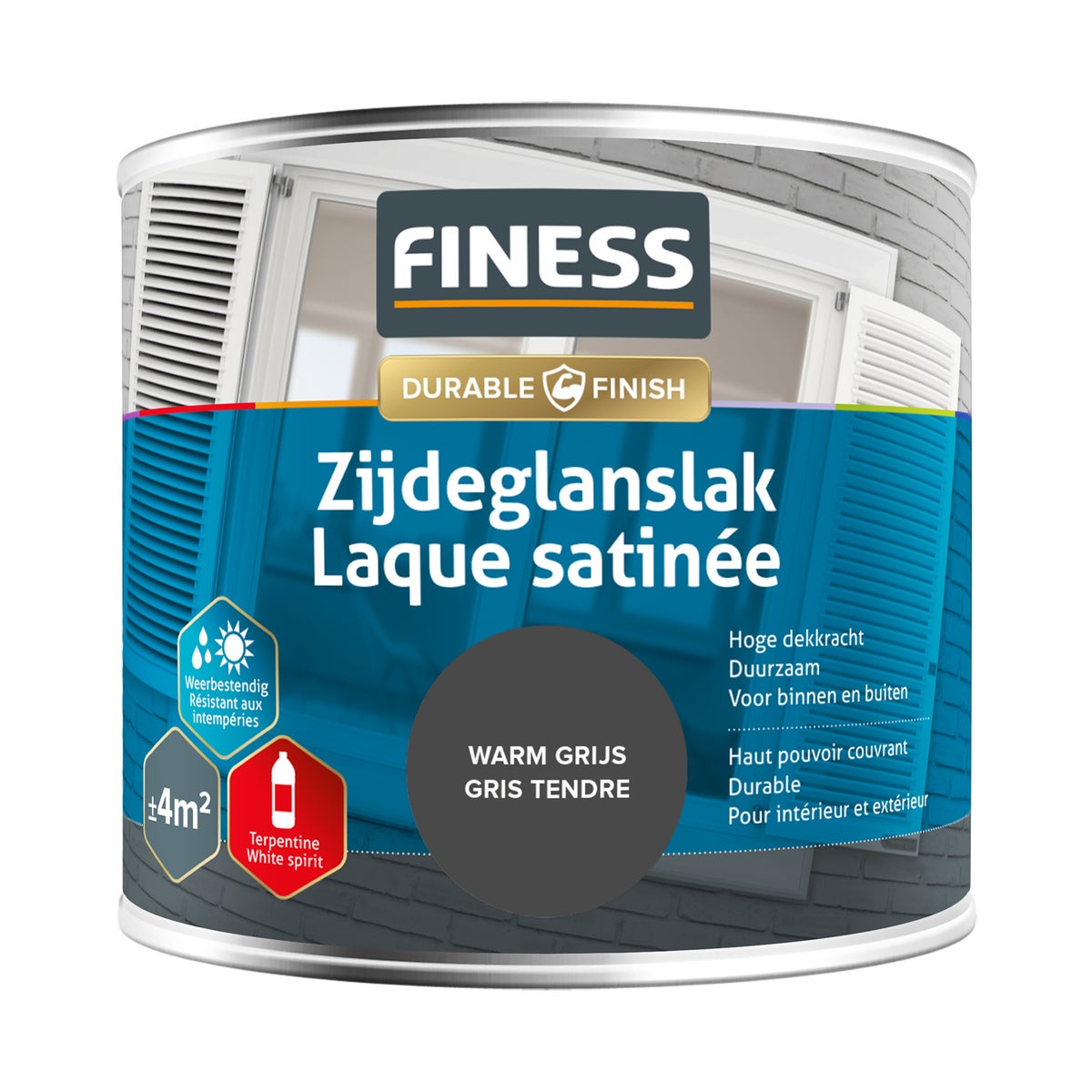 Zijdeglans warm grijs 14292 250ml Finess Zijdeglans warm grijs 14292 250ml Finess
