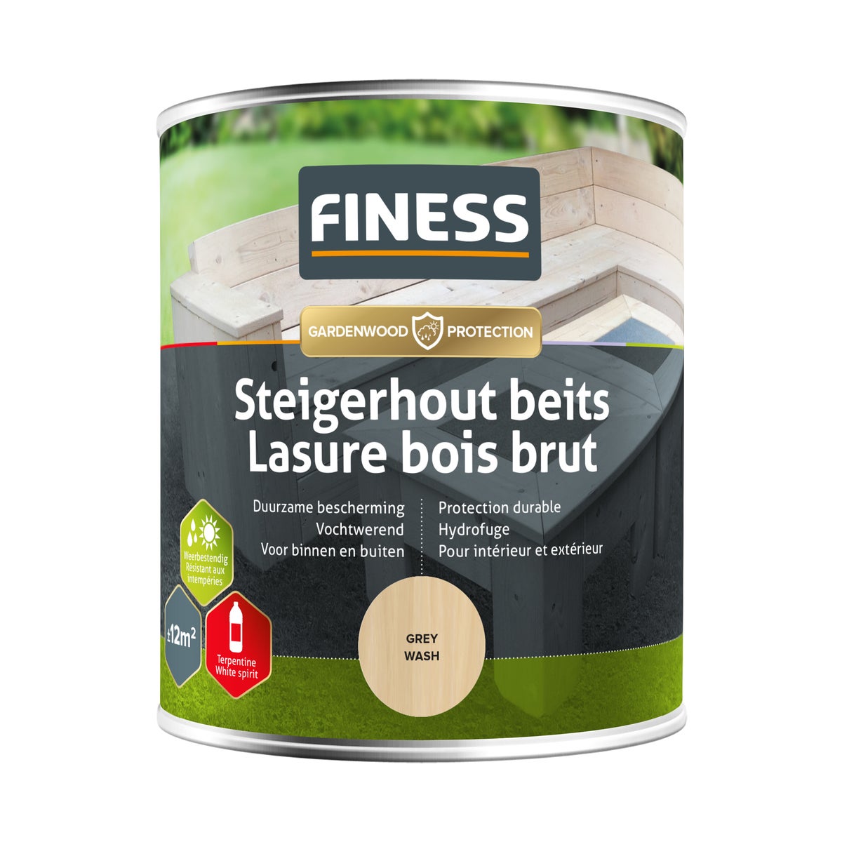 Steigerhoutbeits greywash 750ml Finess Steigerhoutbeits greywash 750ml Finess