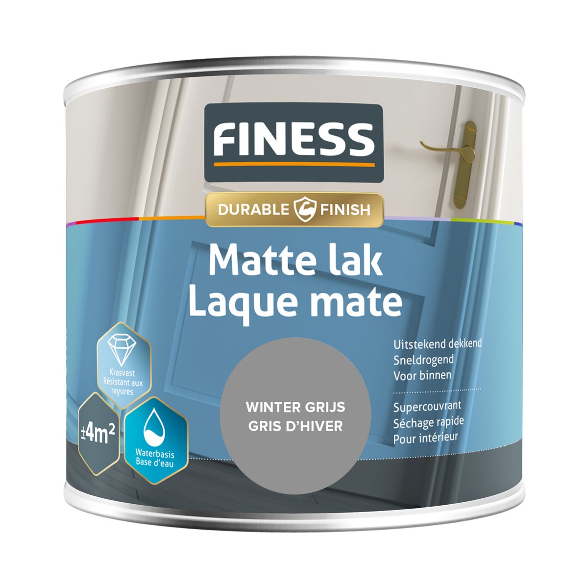 Lak waterb mat w.grijs 14290 250 ml Lak waterb mat w.grijs 14290 250 ml