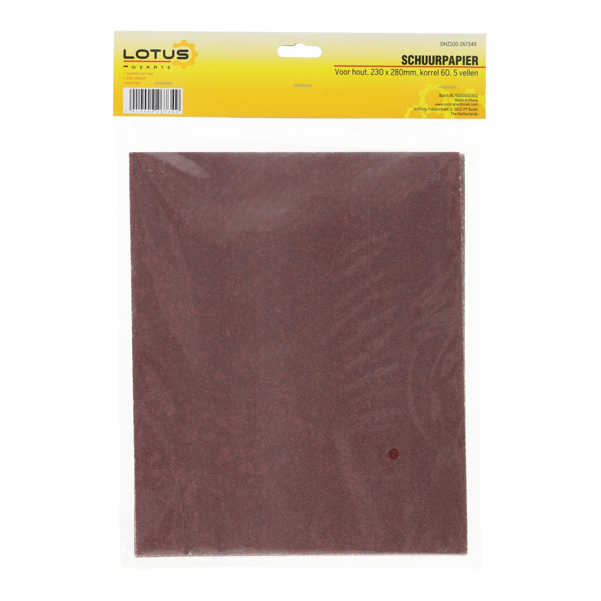Schuurpapier vel hout 230 x 280 mm K60 Schuurpapier vel hout 230 x 280 mm K60