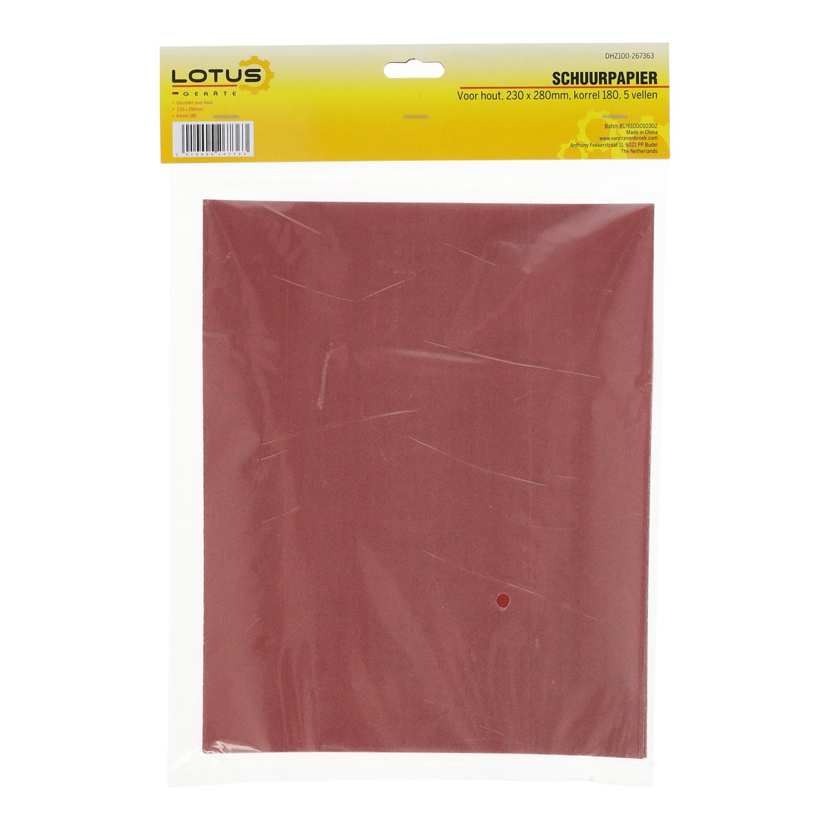 Schuurpapier vel hout 230 x 280 mm K180 Schuurpapier vel hout 230 x 280 mm K180