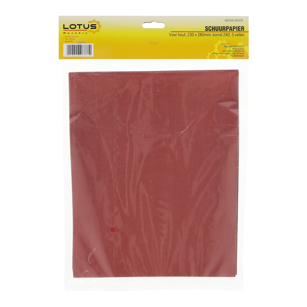 Schuurpapier vel hout 230 x 280 mm K240 Schuurpapier vel hout 230 x 280 mm K240