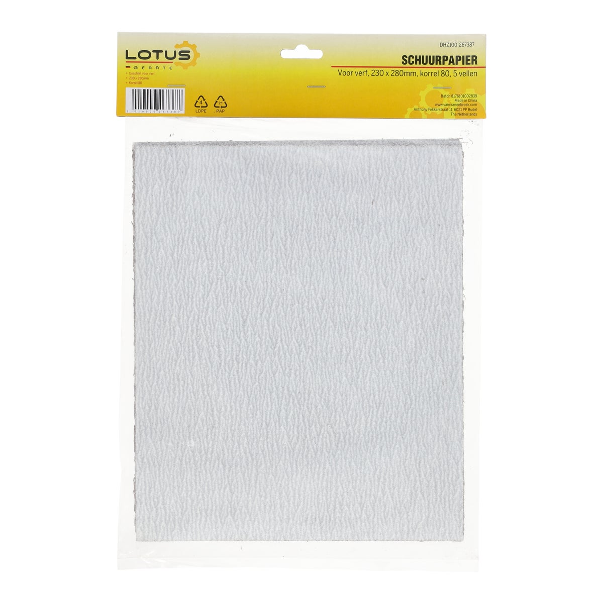Schuurpapier vel verf 230 x 280 mm K80 Schuurpapier vel verf 230 x 280 mm K80
