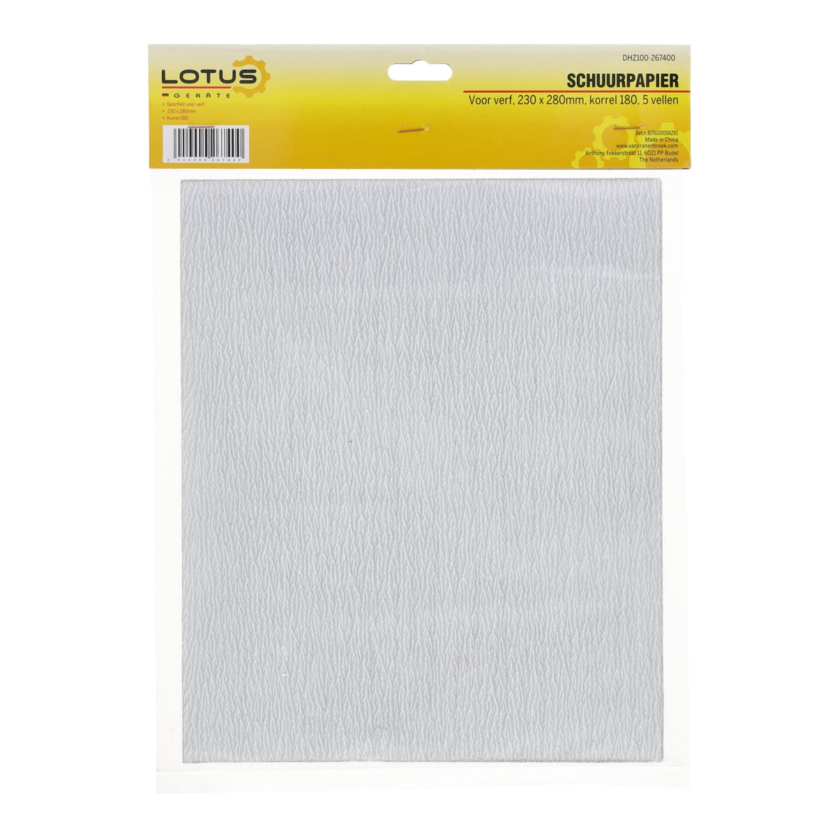 Schuurpapier vel verf 230 x 280 mm K180 Schuurpapier vel verf 230 x 280 mm K180