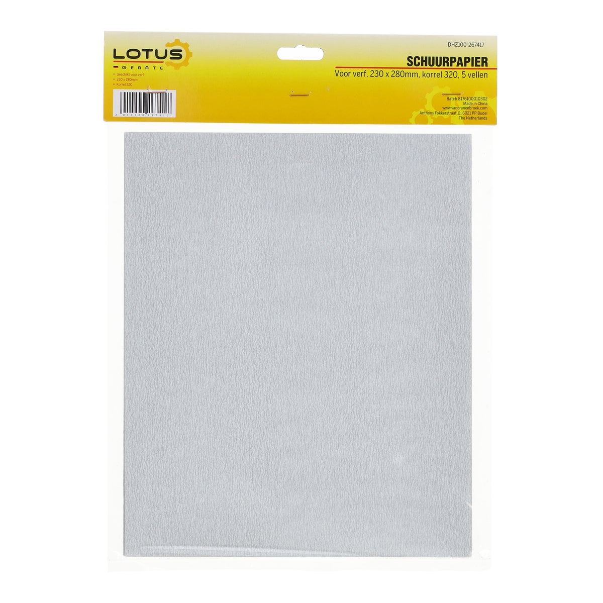 Schuurpapier vel verf 230 x 280 mm K320 Schuurpapier vel verf 230 x 280 mm K320