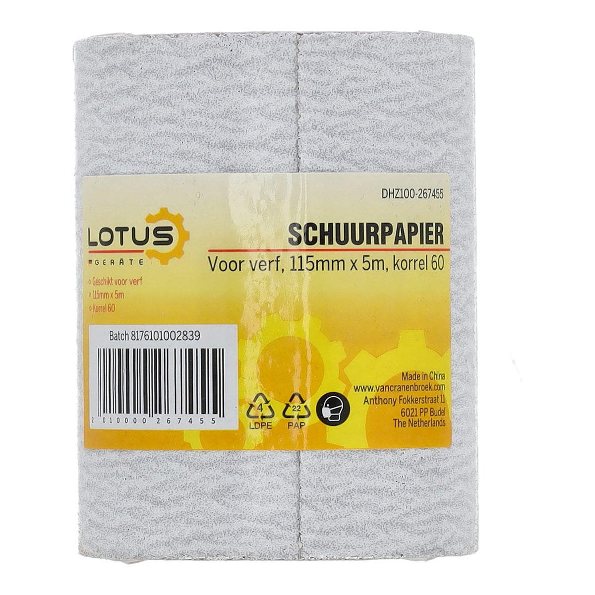 Schuurpapier rol verf 115 mm x 5 m x K60 Schuurpapier rol verf 115 mm x 5 m x K60