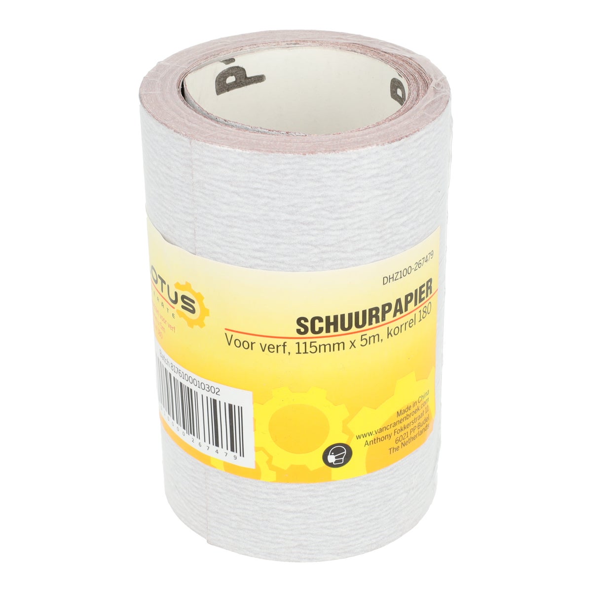 Schuurpapier rol verf 115 mm x 5 m K180 Schuurpapier rol verf 115 mm x 5 m K180