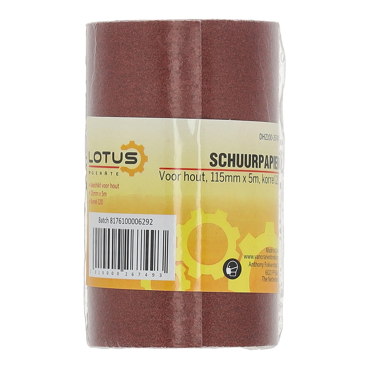 Schuurpapier rol hout 115 mm x 5 m x K120 Schuurpapier rol hout 115 mm x 5 m x K120