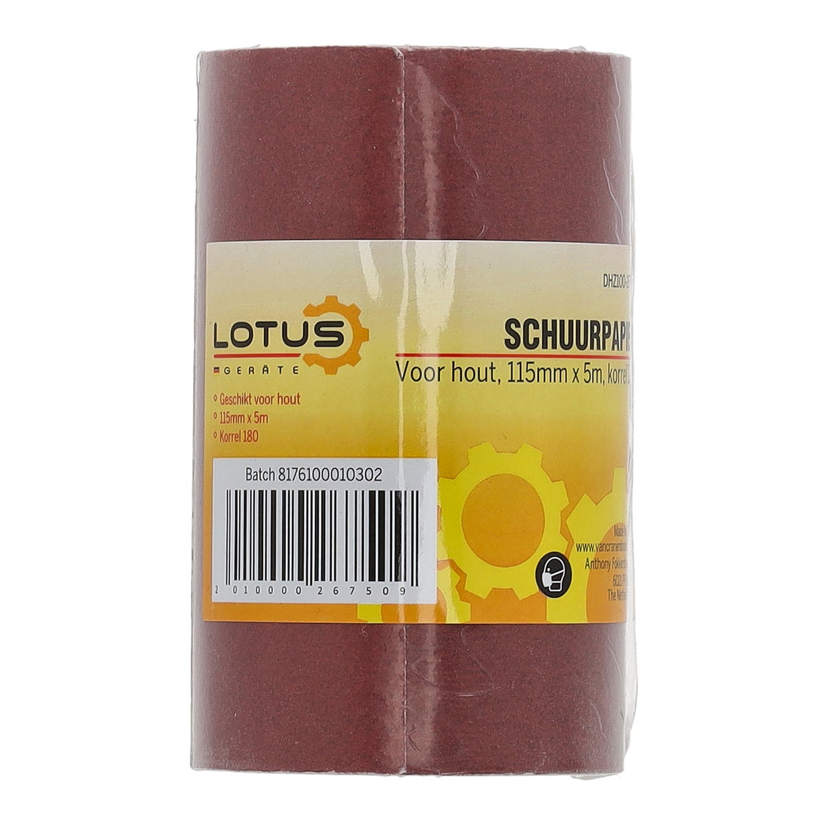 Schuurpapier rol hout 115 mm x 5 m x K180 Schuurpapier rol hout 115 mm x 5 m x K180