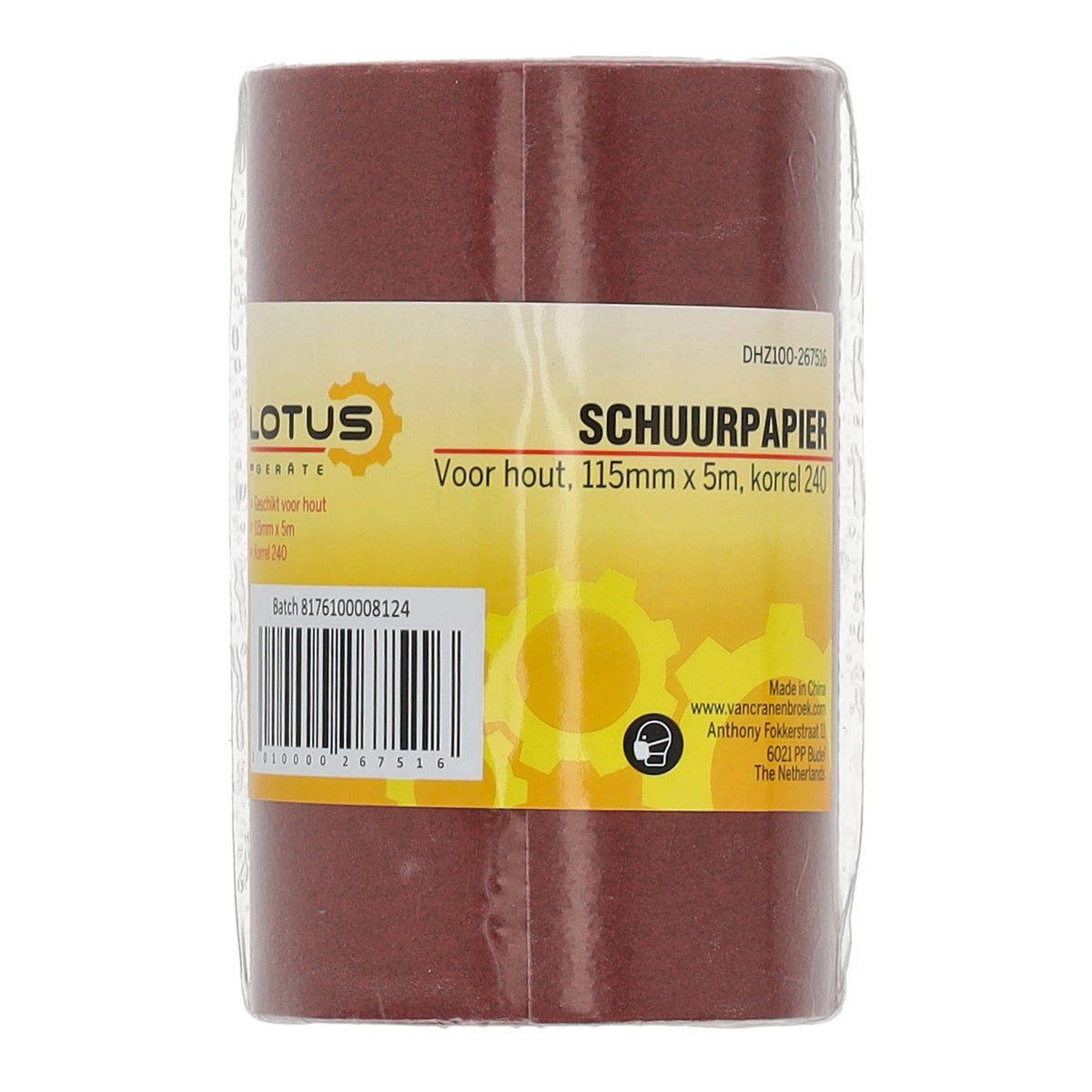 Schuurpapier rol hout 115 mm x 5 m x K240 Schuurpapier rol hout 115 mm x 5 m x K240