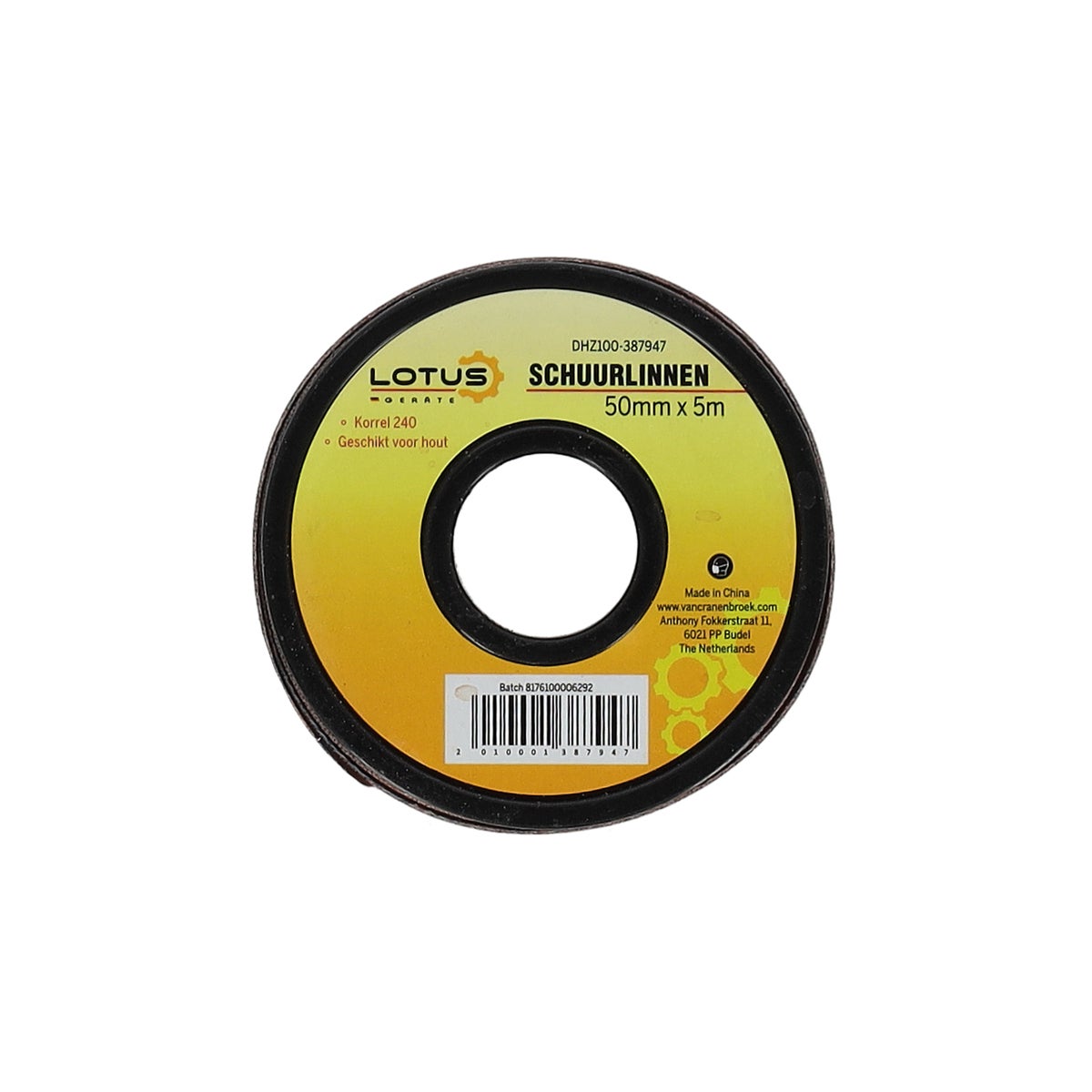 Schuurlinnen 50 mm x 5 m K240 Lotus Schuurlinnen 50 mm x 5 m K240 Lotus