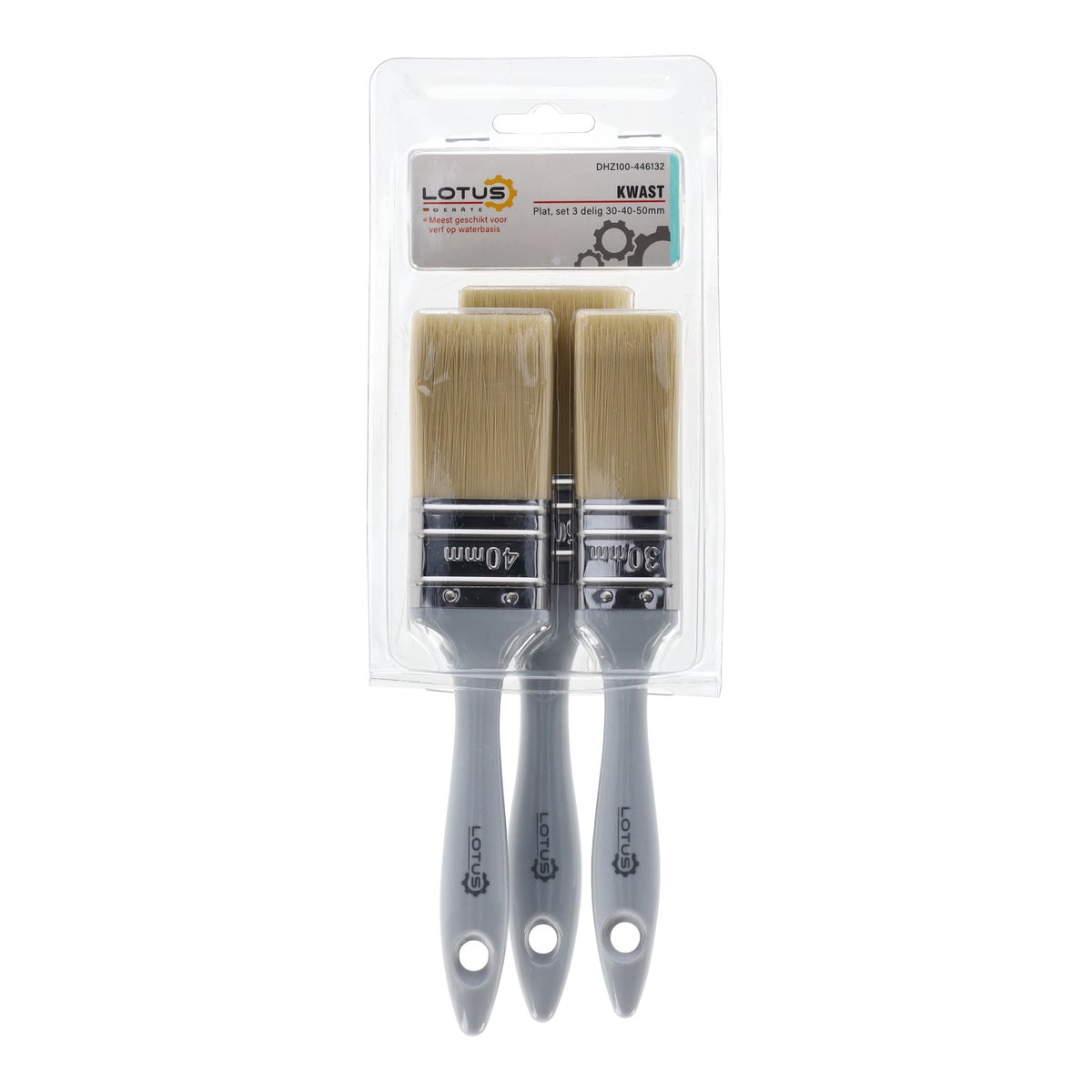 Kwast set plat 3-delig 30-40-50mm uni Lotus Kwast set plat 3-delig 30-40-50mm uni Lotus