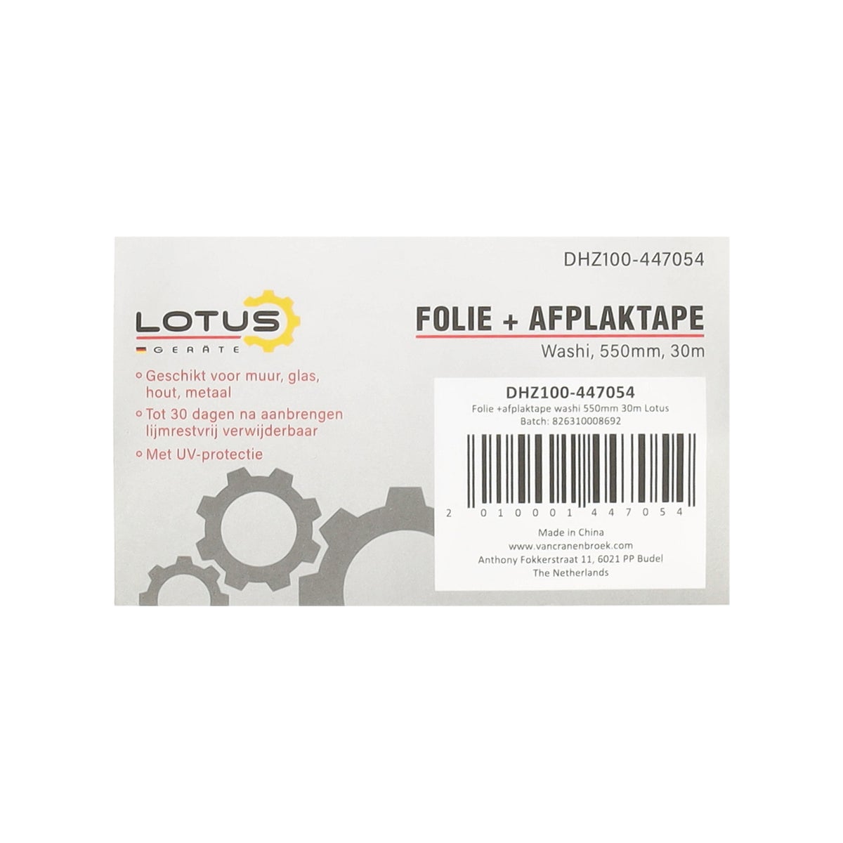 Folie met afplaktape pro Washi 550 mm 30 m Lotus Folie met afplaktape pro Washi 550 mm 30 m Lotus