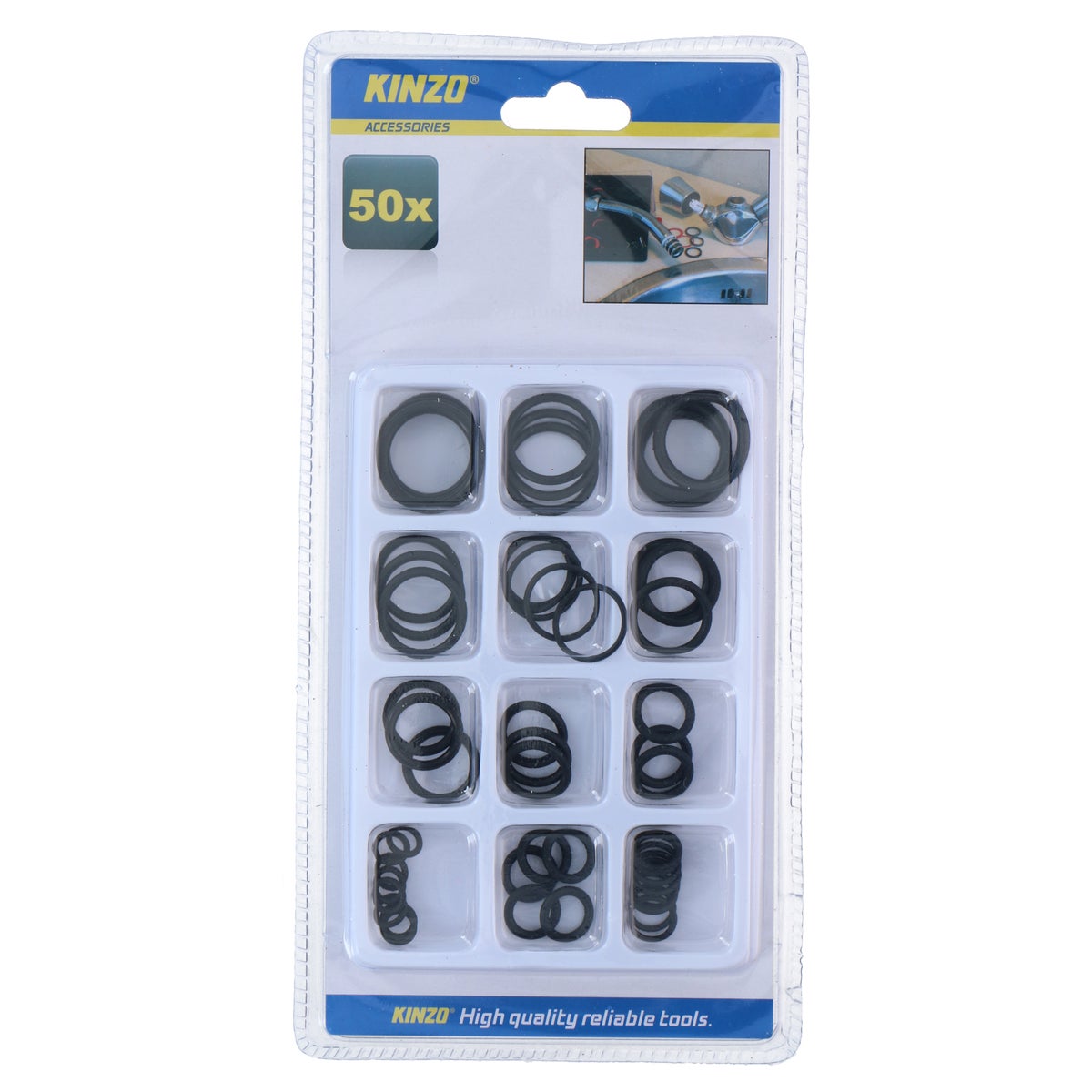 Ringenset rubber 50 stuks assorti Kinzo Ringenset rubber 50 stuks assorti Kinzo