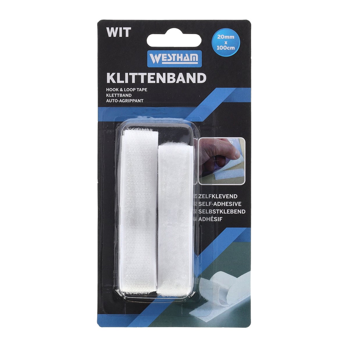 Klittenband plak 20 x 1000 mm wit Klittenband plak 20 x 1000 mm wit