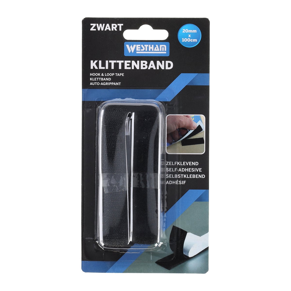 Klittenband plak 20 x 1000 mm zwart Klittenband plak 20 x 1000 mm zwart