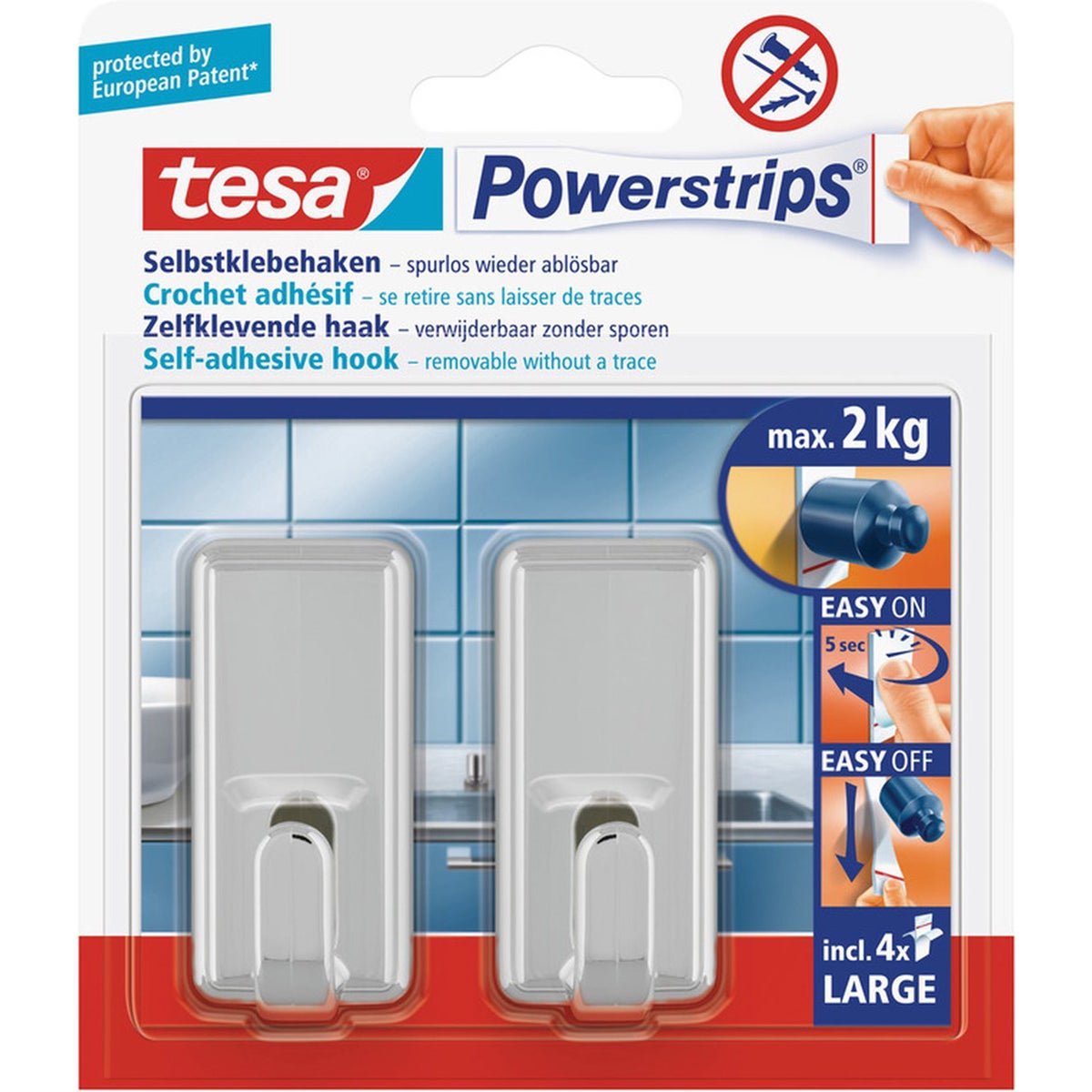 Powerstrips haak L classic chroom Powerstrips haak L classic chroom