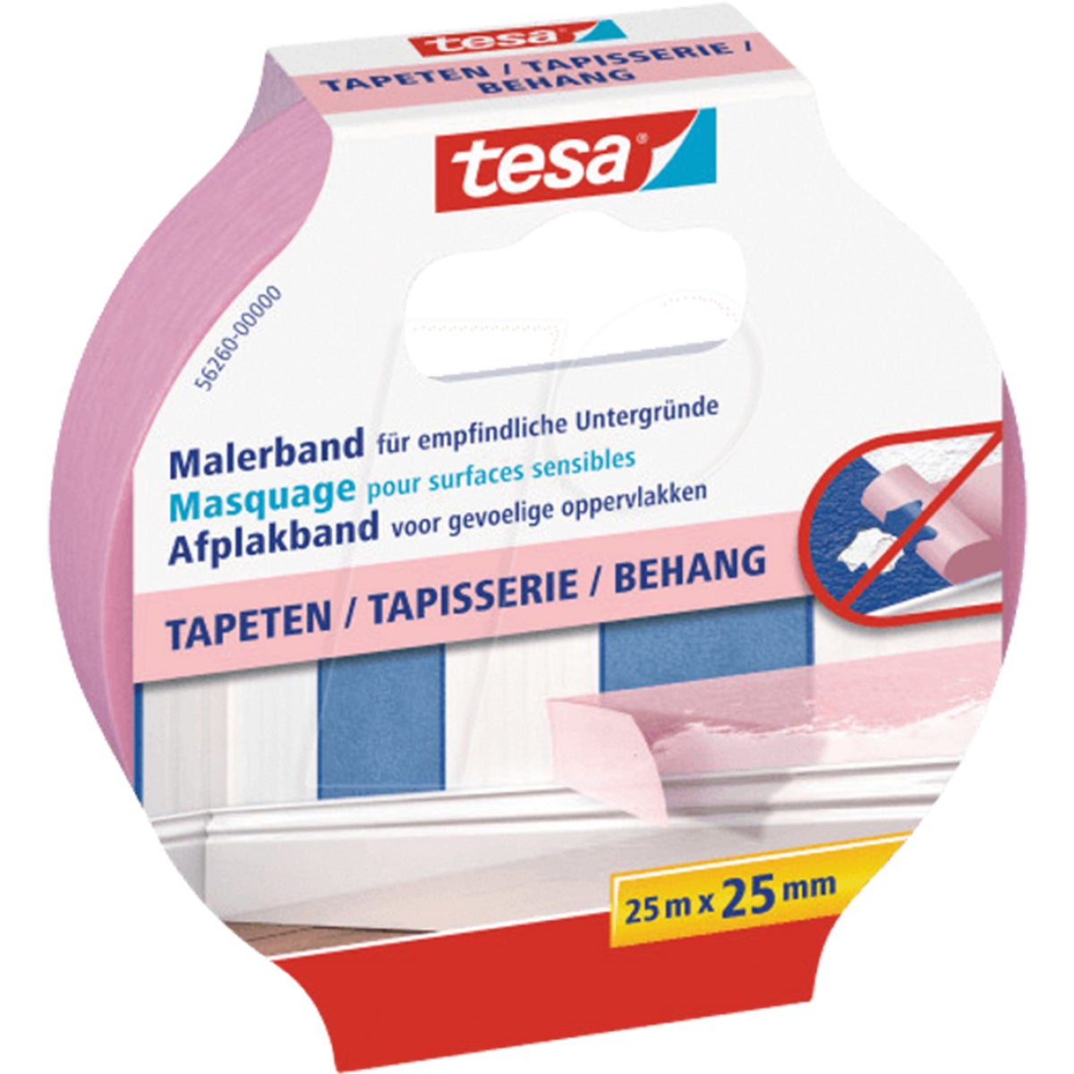 Afplakband sensitive 25mmx25M Afplakband sensitive 25mmx25M