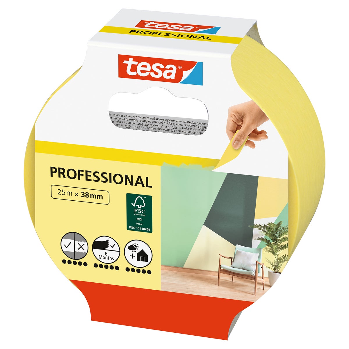 Afplakband indoor 38mmx25M Afplakband indoor 38mmx25M