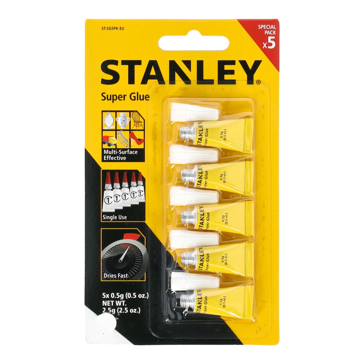 Secondelijm 5 x 0,5 gr stanley Secondelijm 5 x 0,5 gr stanley