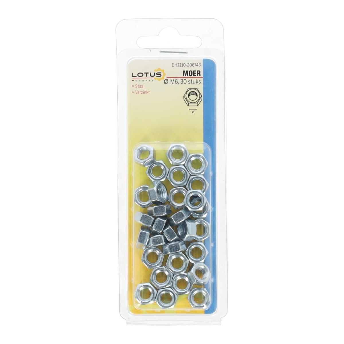 Moer M6 verzinkt 30 stuks Lotus Moer M6 verzinkt 30 stuks Lotus