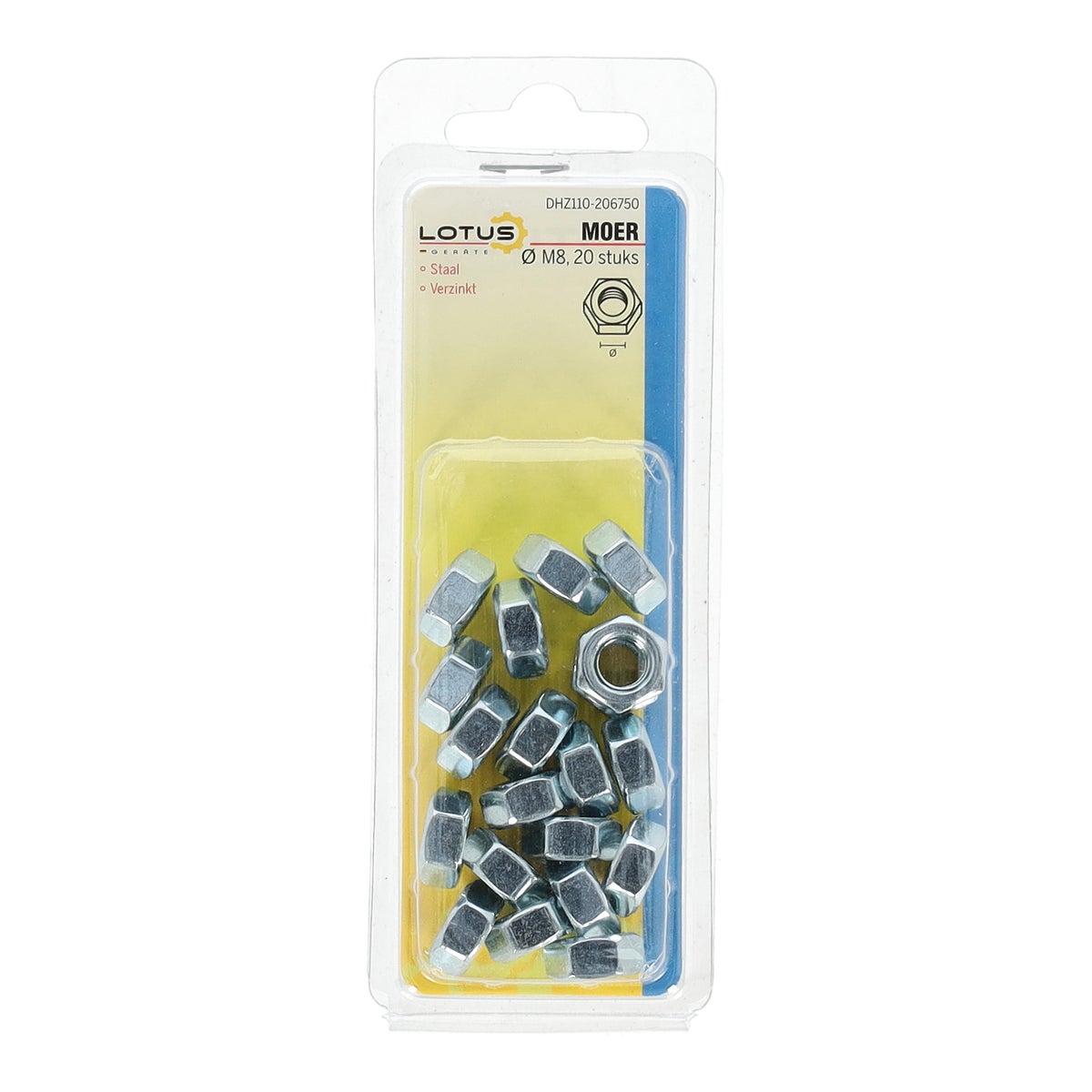 Moer M8 verzinkt 20 stuks Lotus Moer M8 verzinkt 20 stuks Lotus