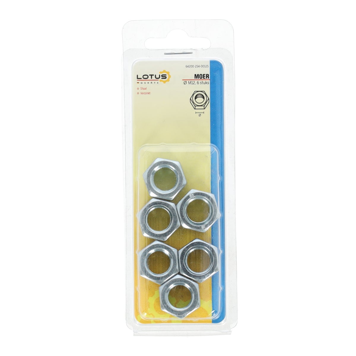 Moer M12 verzinkt 6 stuks Lotus Moer M12 verzinkt 6 stuks Lotus