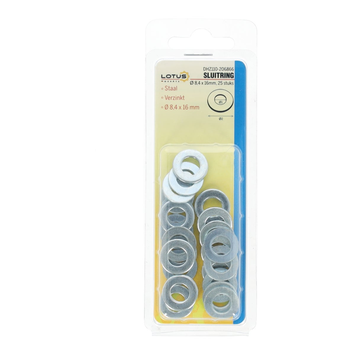 Sluitring verzinkt Ø8,4 x 16 mm 25 stuks Lotus Sluitring verzinkt Ø8,4 x 16 mm 25 stuks Lotus
