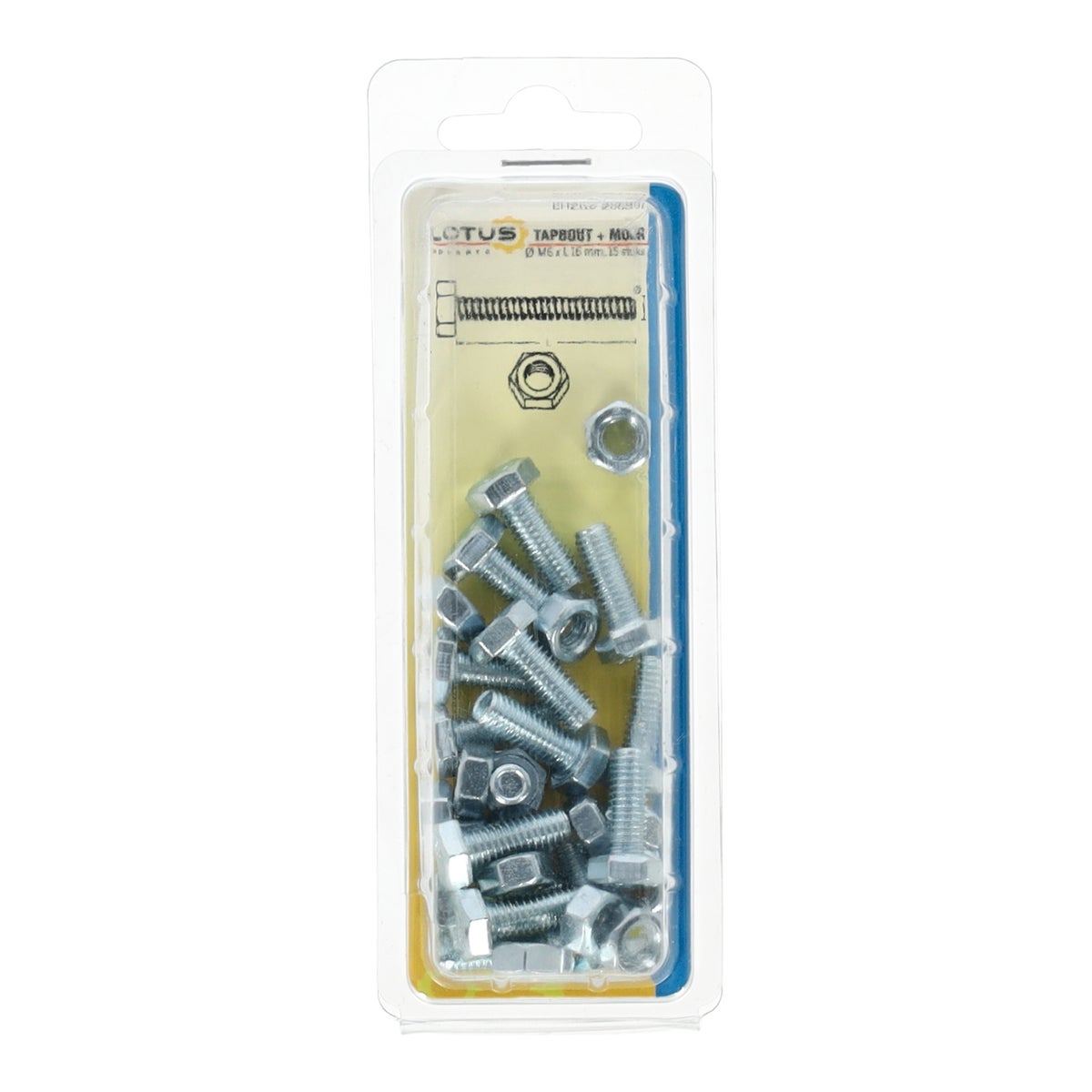 Tapbout met moer M6 x 16 mm 15 stuks Lotus Tapbout met moer M6 x 16 mm 15 stuks Lotus