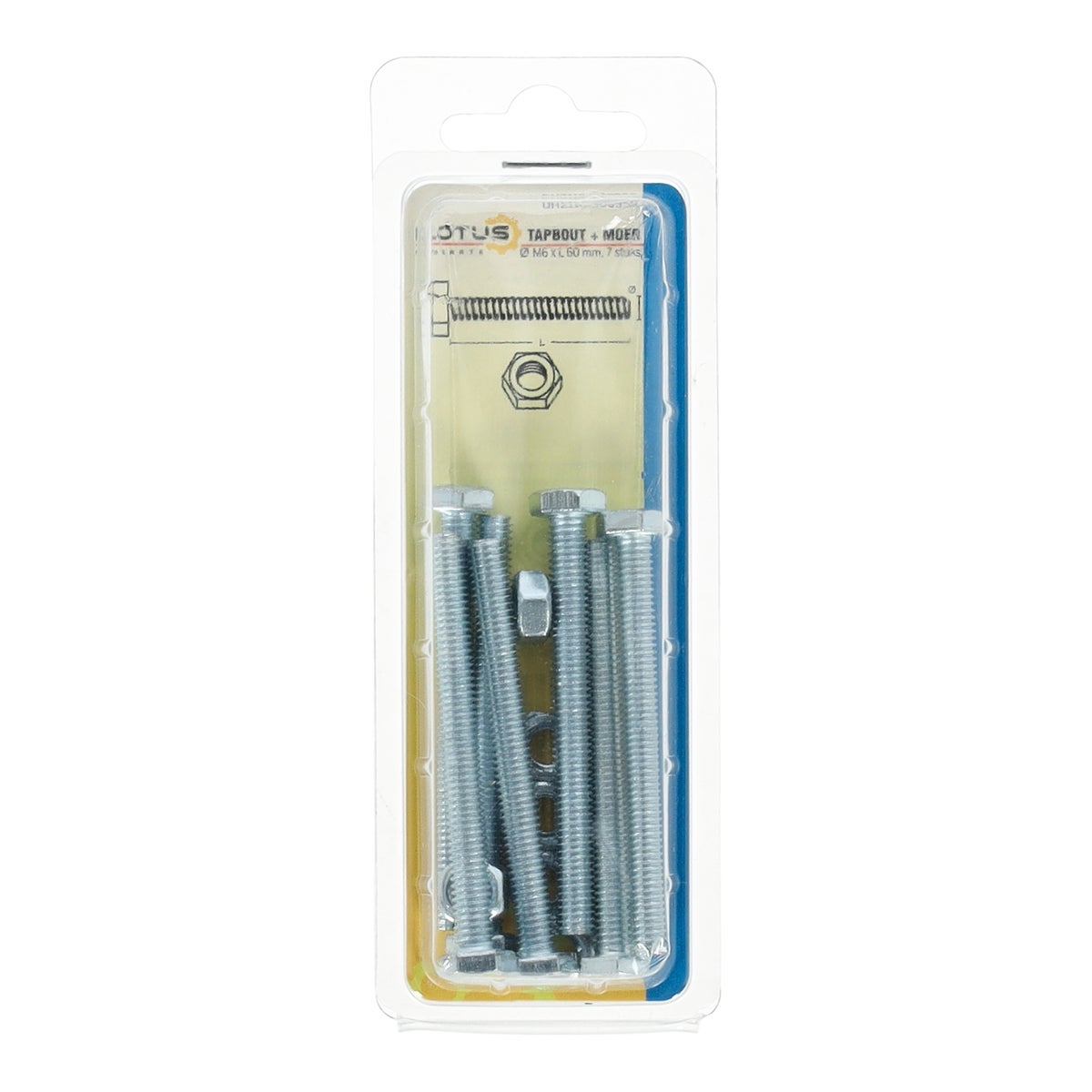 Tapbout met moer M6 x 60 mm 7 stuks Lotus Tapbout met moer M6 x 60 mm 7 stuks Lotus