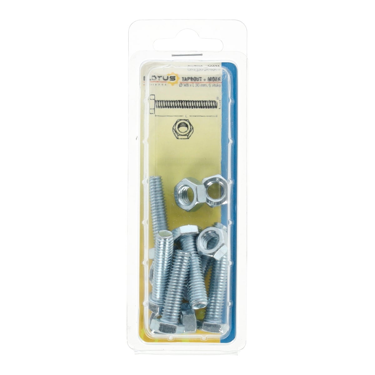 Tapbout met moer M8 x 30 mm 6 stuks Lotus Tapbout met moer M8 x 30 mm 6 stuks Lotus