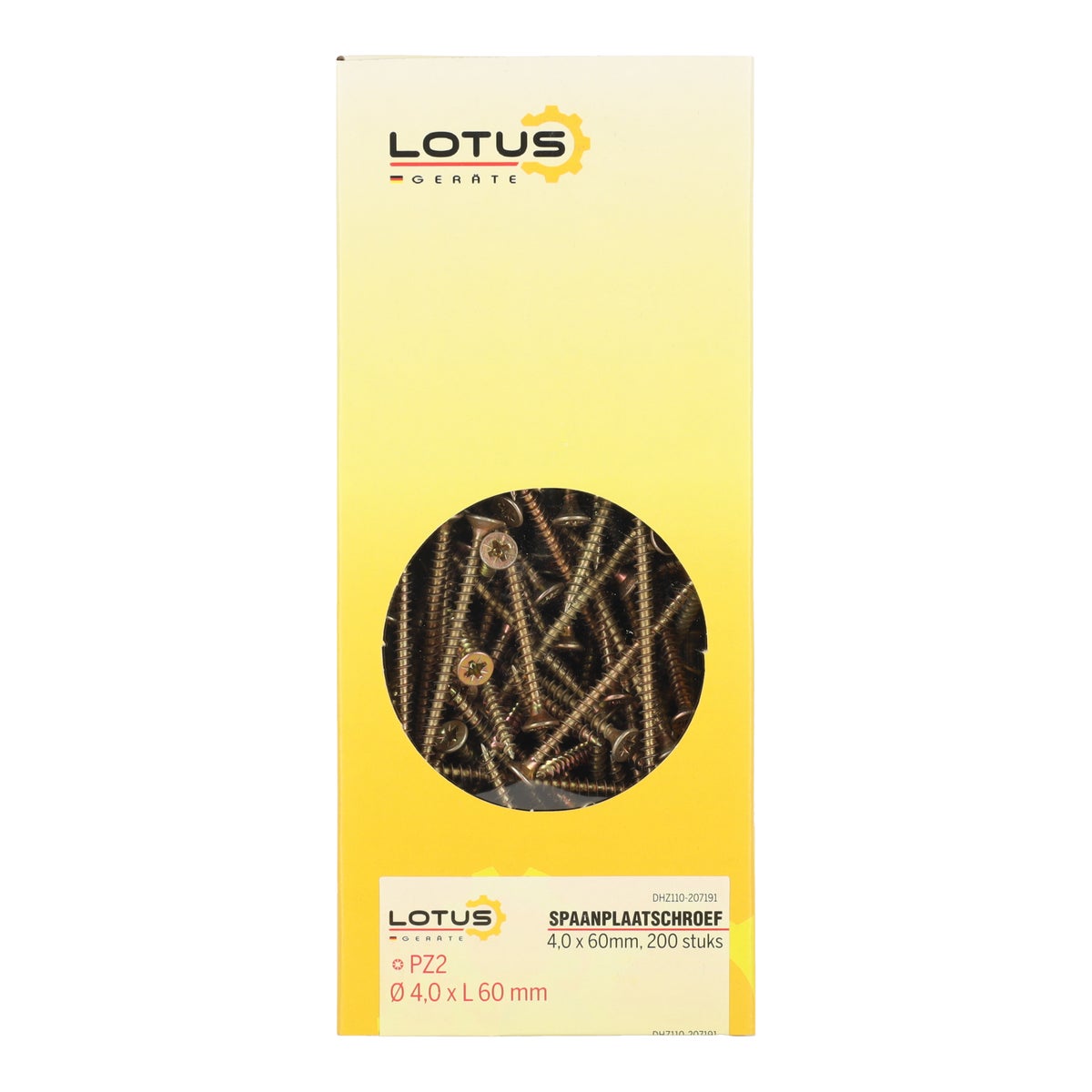 Spaanplaatschroef 4,0 x 60 mm 200 stuks Lotus Spaanplaatschroef 4,0 x 60 mm 200 stuks Lotus