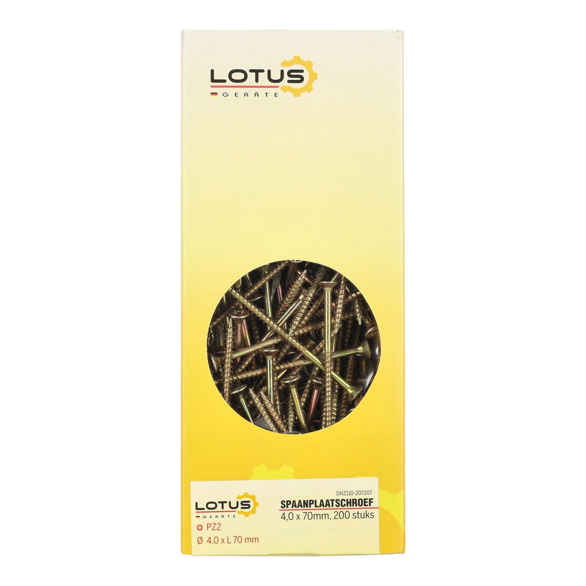 Spaanplaatschroef 4,0 x 70 mm 200st Lotus Spaanplaatschroef 4,0 x 70 mm 200st Lotus