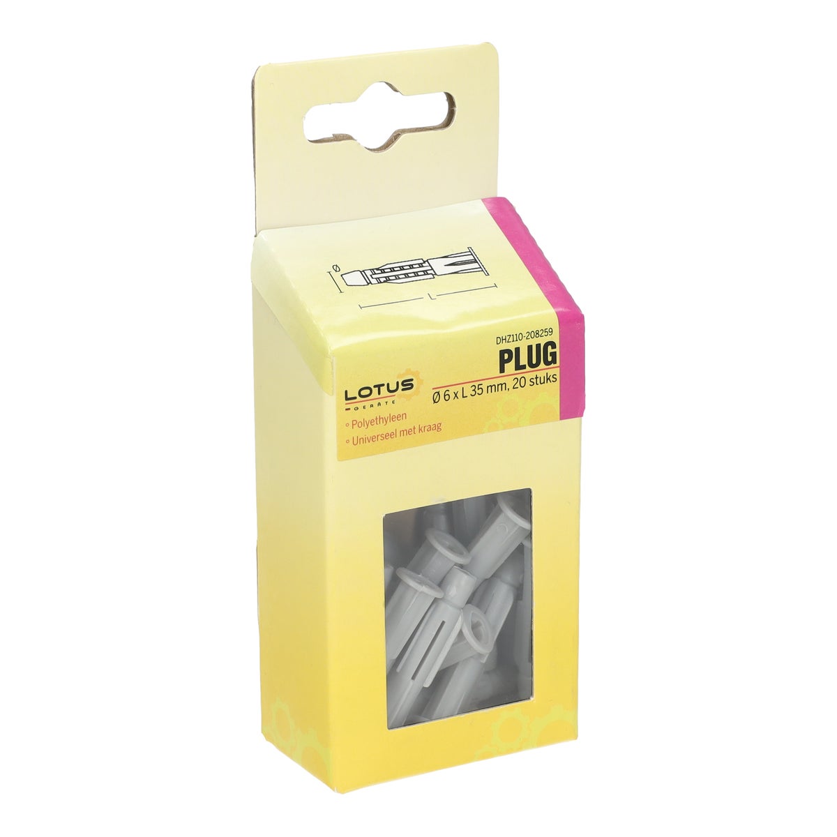 Plug universeel met kraag 6 x 35 mm 20 stuks Lotus Plug universeel met kraag 6 x 35 mm 20 stuks Lotus