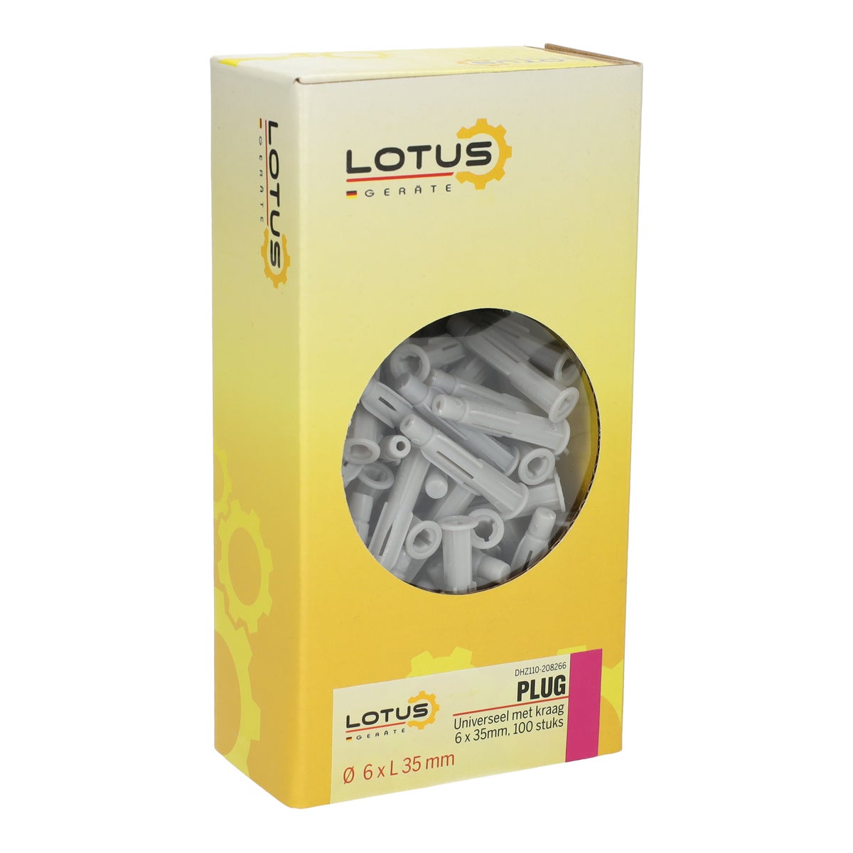 Plug universeel met kraag 6 x 35 mm 100 stuks Lotus Plug universeel met kraag 6 x 35 mm 100 stuks Lotus