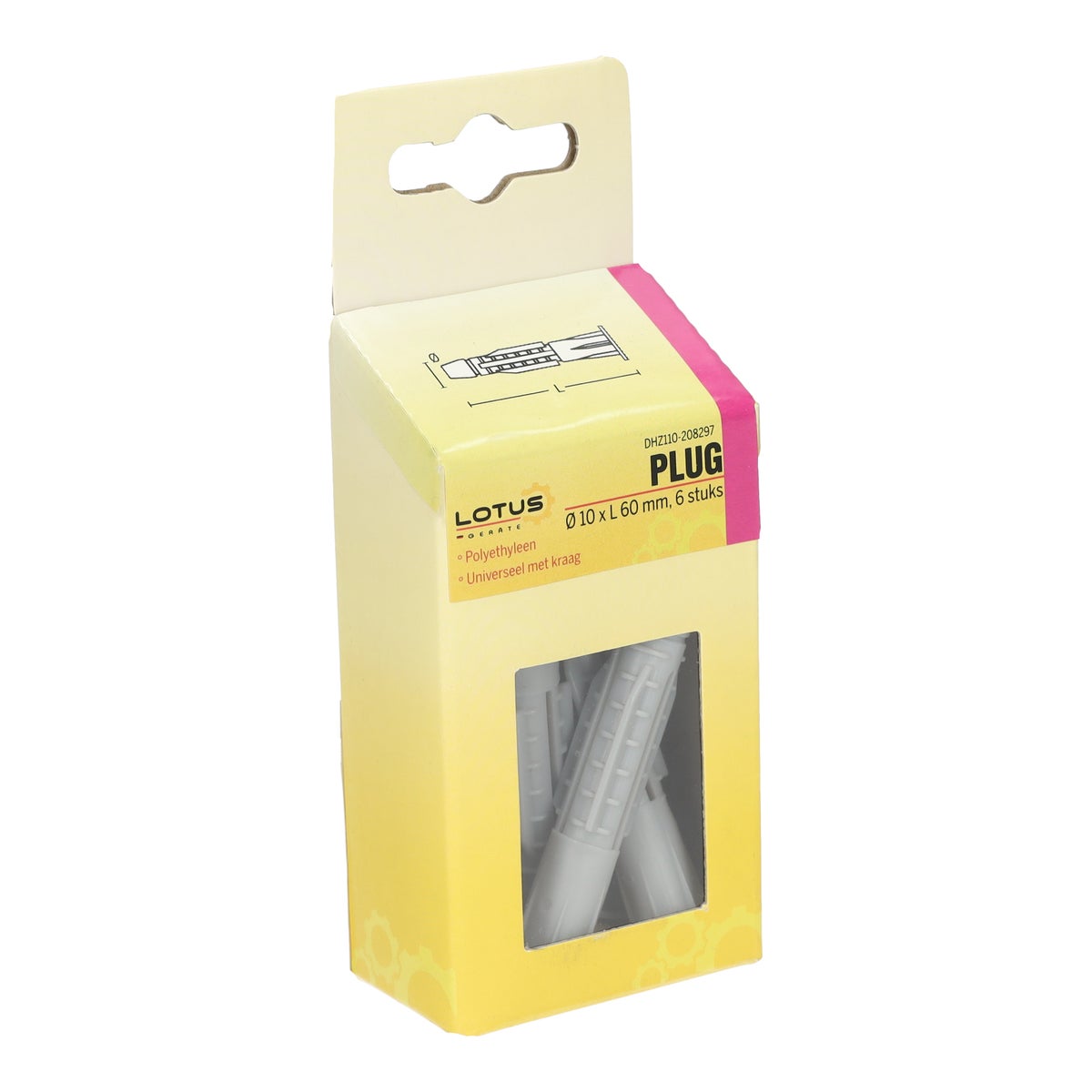 Plug universeel met kraag 10 x 60 mm 6 stuks Lotus Plug universeel met kraag 10 x 60 mm 6 stuks Lotus