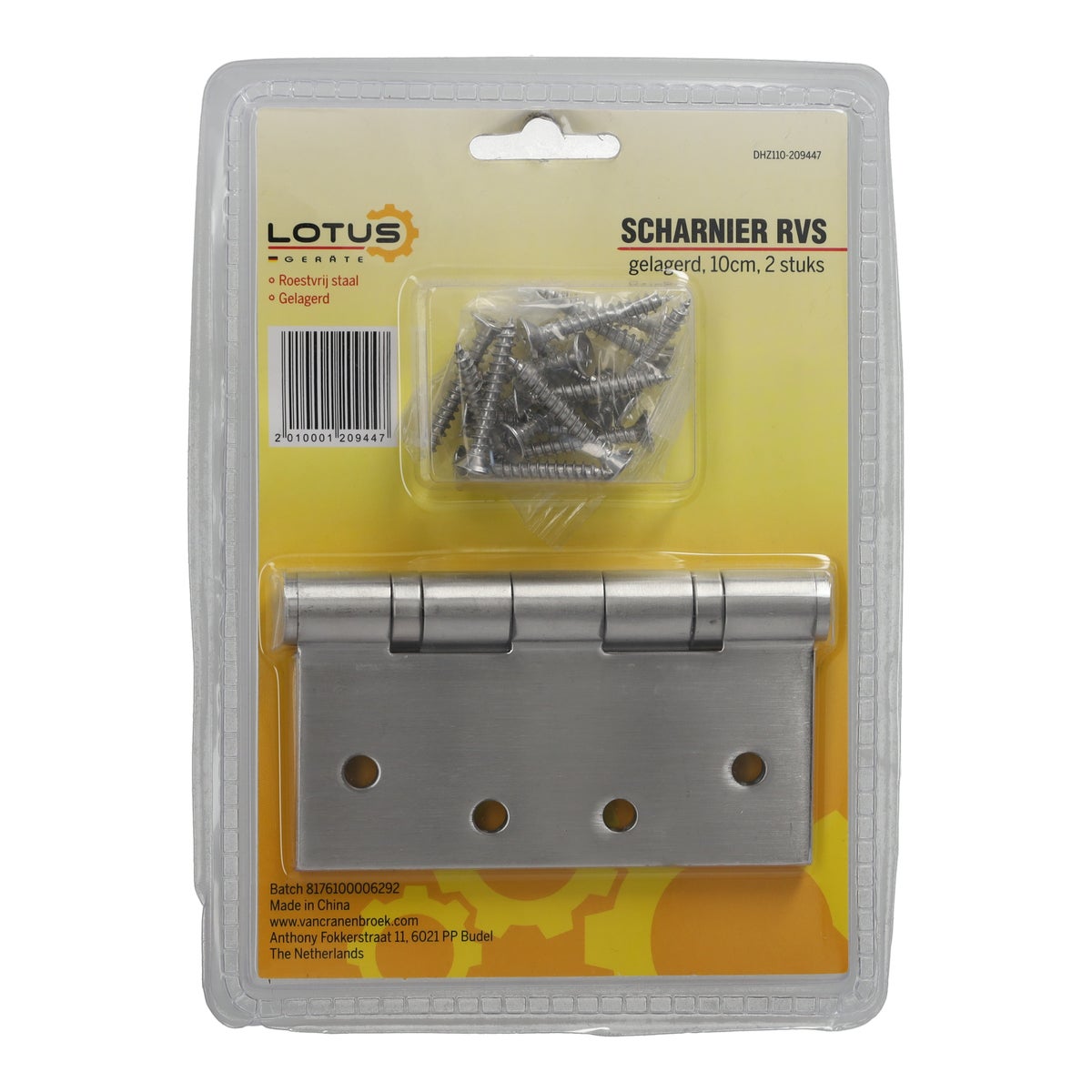 Scharnier RVS met lager 10 cm 2 stuks Lotus Scharnier RVS met lager 10 cm 2 stuks Lotus