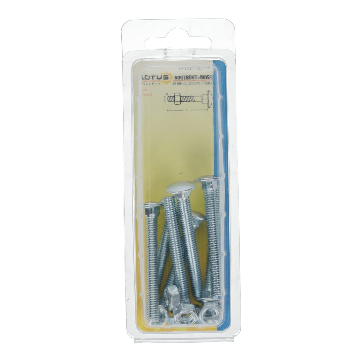 Houtbout en moer verzinkt M6 x 50 mm 7 stuks Lotus Houtbout en moer verzinkt M6 x 50 mm 7 stuks Lotus