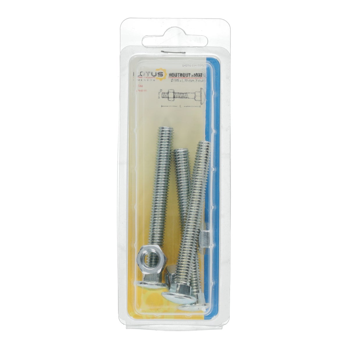 Houtbout en moer verzinkt M8 x 70 mm 3 stuks Lotus Houtbout en moer verzinkt M8 x 70 mm 3 stuks Lotus