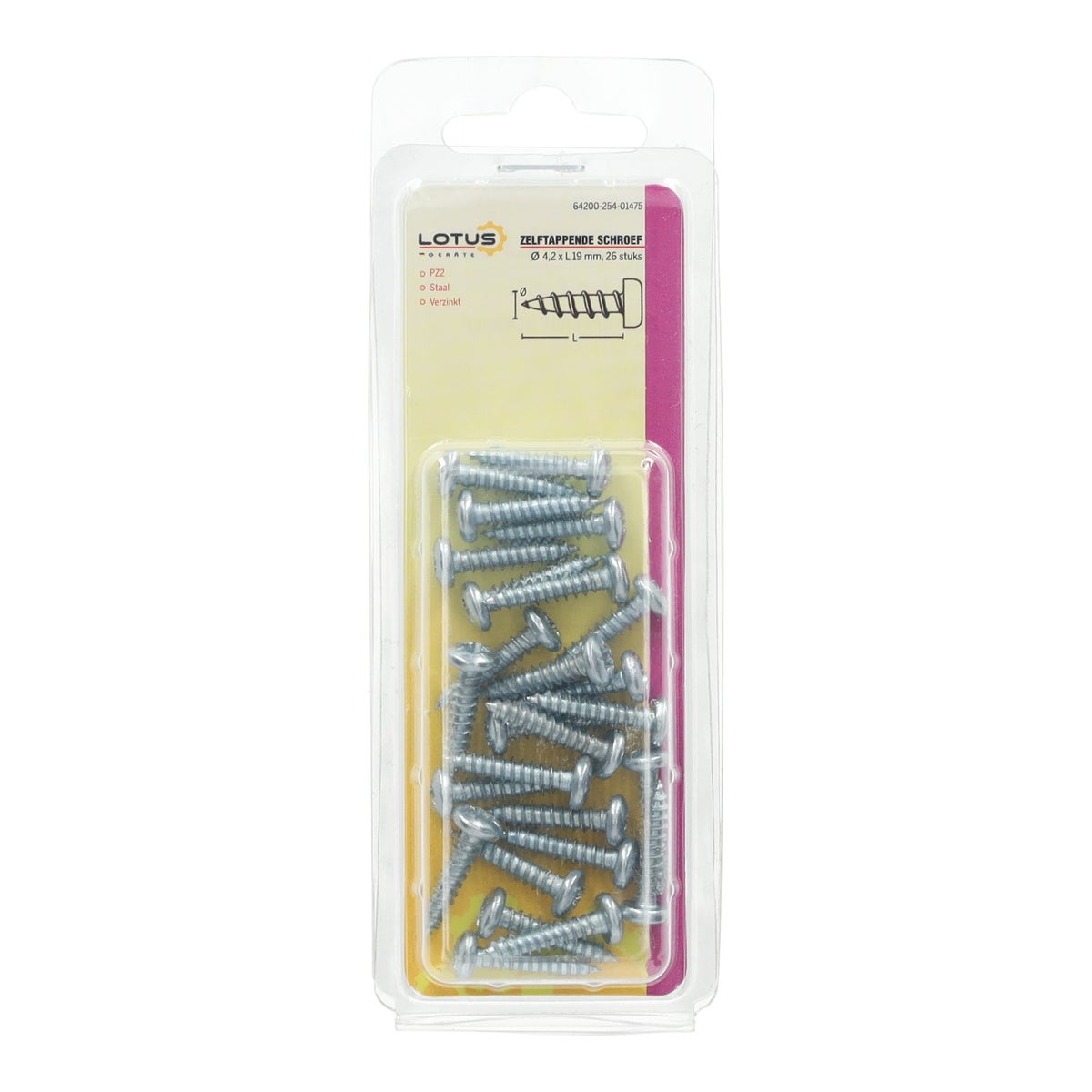Zelftapschroef 4,2 x 19 mm 26 stuks Lotus Zelftapschroef 4,2 x 19 mm 26 stuks Lotus