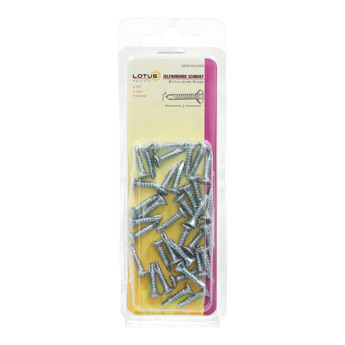 Zelfboorschroef 3,5 x 16 mm 35 stuks Lotus Zelfboorschroef 3,5 x 16 mm 35 stuks Lotus