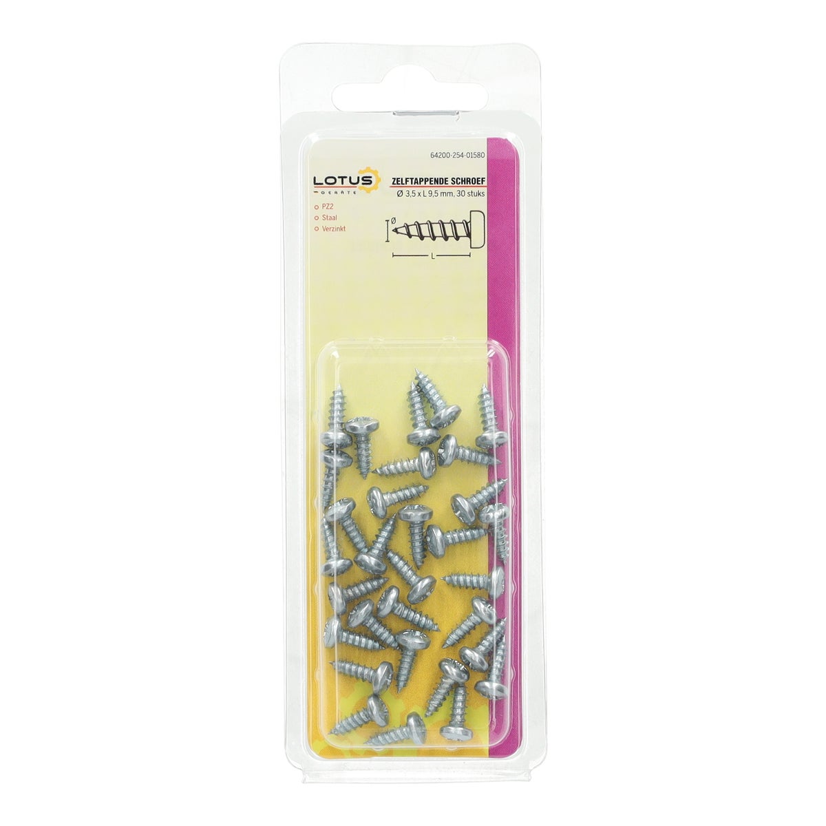 Zelftapschroef 3,5 x 9,5 mm 30 stuks Lotus Zelftapschroef 3,5 x 9,5 mm 30 stuks Lotus