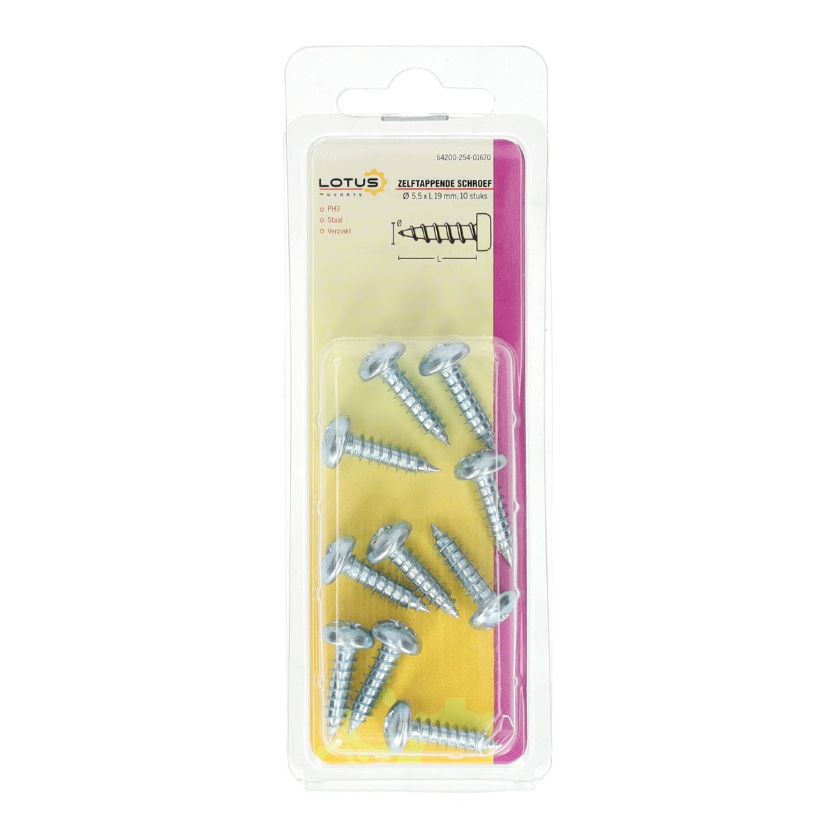 Zelftapschroef 5,5 x 19 mm 10 stuks Lotus Zelftapschroef 5,5 x 19 mm 10 stuks Lotus