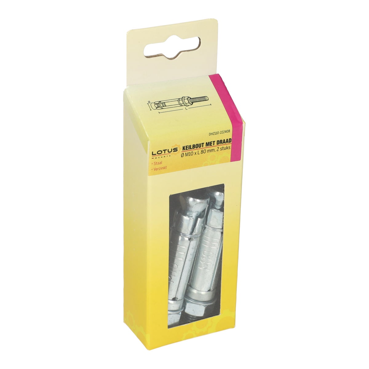 Keilbout draad verzinkt M10 x 80 mm 2 stuks Lotus Keilbout draad verzinkt M10 x 80 mm 2 stuks Lotus