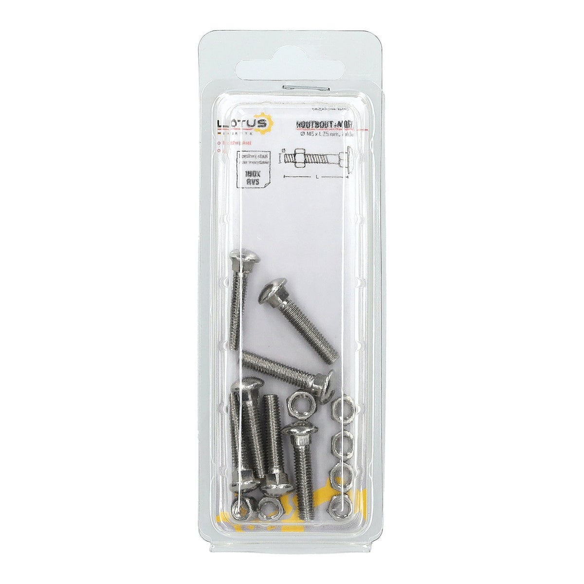 Houtbout en moer RVS M5 x 25 mm 7 stuks Lotus Houtbout en moer RVS M5 x 25 mm 7 stuks Lotus